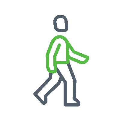 Animated icon of a man walking